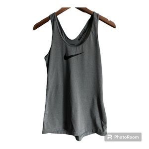 Women’s Nike Pro Dri-Fit Grey Racer Back Tank Top With Nike Swoosh Logo S